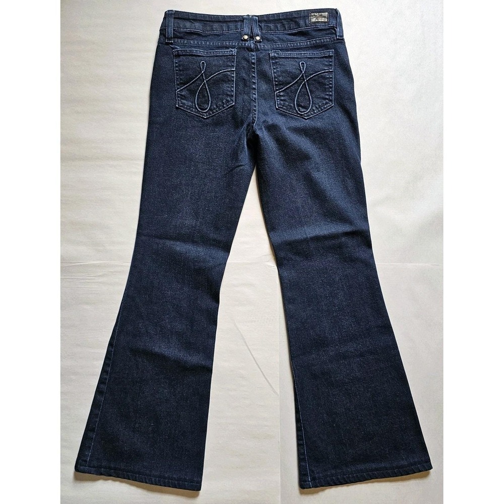 Juicy Couture Dark‎ Wash Flare Jeans Gold Button Embellishments Size 26